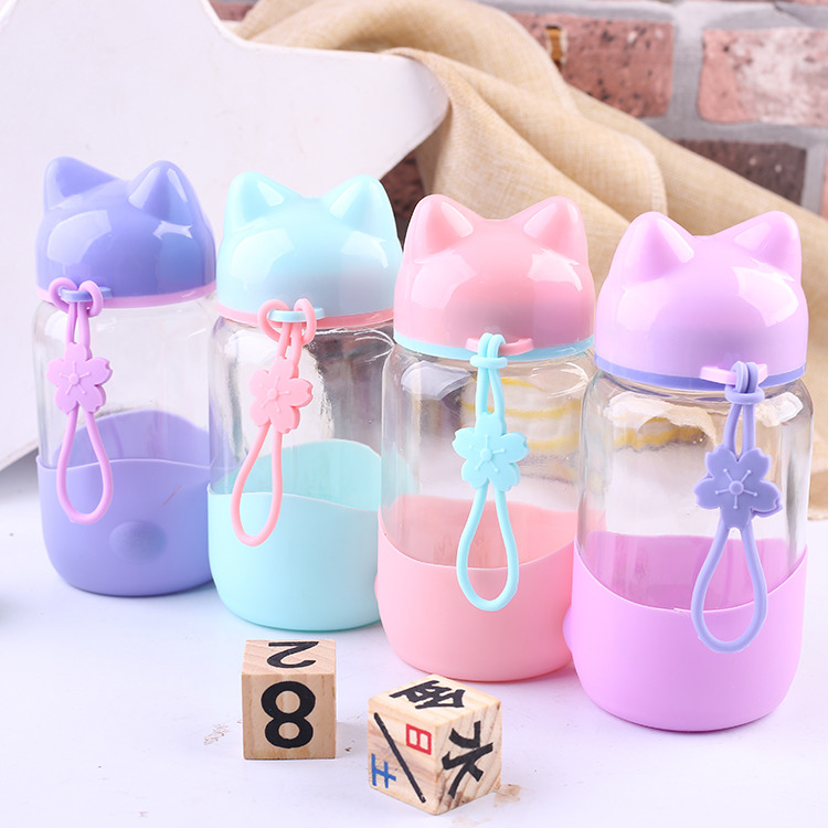 Glass mug with lid water glass rabbit fox cute male child schoolgirl Accompanying Cup Gift Advertising Cup Home