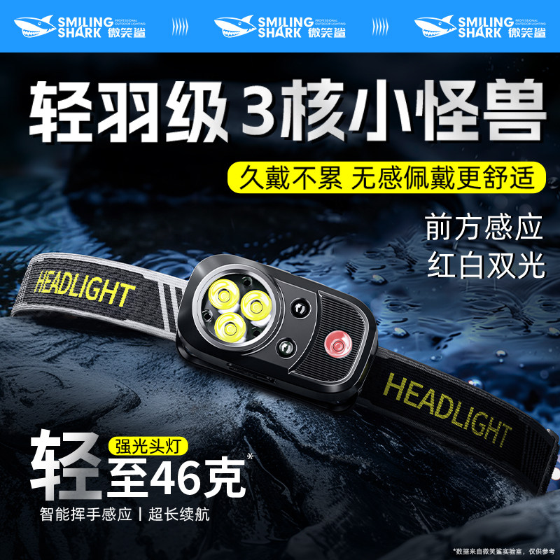 头灯强光充电超亮挥手感应头戴式照明超长续航户外钓鱼小家用手电