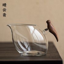 Happy eyebrows Japanese style wood treat glass fair cup merit tea with tea utensils broken water well permeable and delicate high end