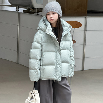 Korean Style Autumn and Winter New Children's down Jacket 90% White Duck down Girls Boys Medium and Large Children Short Coat Thick Hooded Stylish