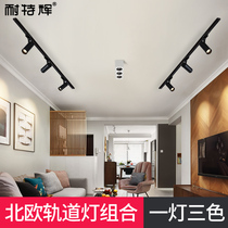 Small spotlight led track light Nordic living room background wall aisle household rail type three-color variable light light installation single light