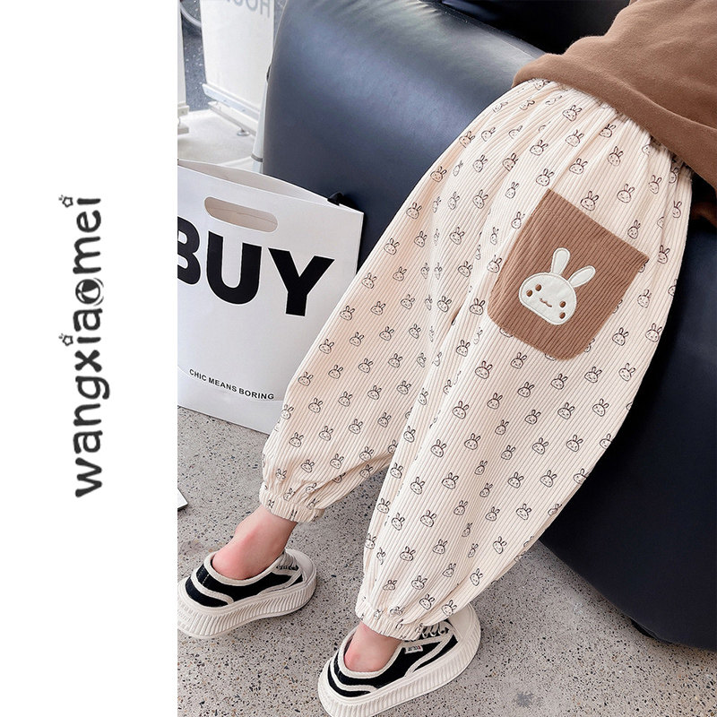 Girl Light Core Suede Pants Pants Spring Autumn section 2023 Autumn Clothing New Outwear 100 Hitch Girl Rabbit Baby Boy Off-Taobao