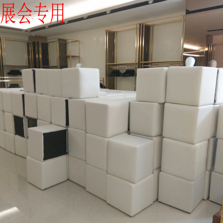 Exhibition stool shopping mall soft square stool children's learning stool shoe changing sofa stool kindergarten early education soft bag music stool