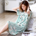 Pyjama phụ nữ pajama váy mùa hè mỏng Modale lụa bông nhà váy trung niên mẹ kích thước lớn lỏng lẻo. 