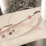 Модные женские очки для близорукости без макияжа, оправа для очков без оправы с ромбовидной огранкой, для похудения круглого лица, могут быть оснащены рецептом для мужчин.