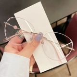 Модные женские очки для близорукости без макияжа, оправа для очков без оправы с ромбовидной огранкой, для похудения круглого лица, могут быть оснащены рецептом для мужчин.