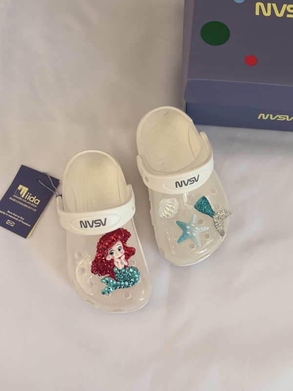 Children's Croc Shoes for Girls 2026 Summer Nvsv Jelly Mermaid Non-Slip Sole Comfortable Slippers
