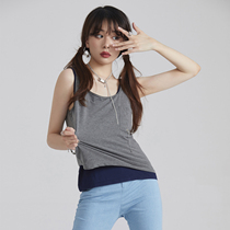 UNDORABLE gray blue green 3 color summer 2020 new original cool girl base shirt burrs metal chain vest