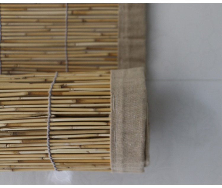 Шторы рулонные 原色白线包边芦苇帘子田园包边卷帘门帘仿竹帘遮阳帘饭店装修定制