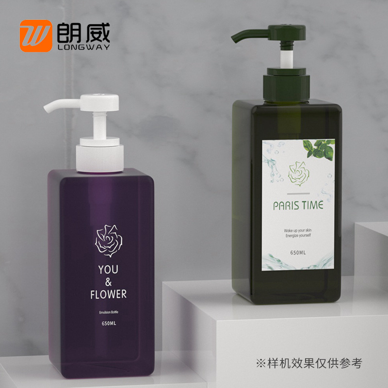 New 650ml bottle square bottle PETG bottle press bottle plastic lotion bottle shampoo bottle face wash bottle SNM