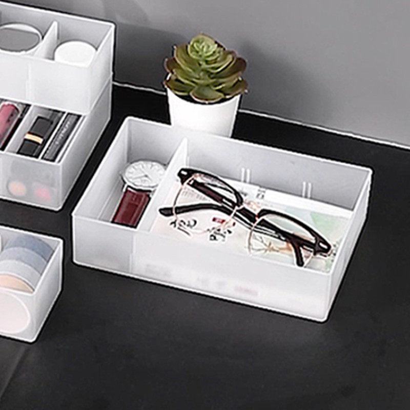 In-drawer storage box stationery classification desktop cosmetics finishing box kitchen knife and fork grid box OOT