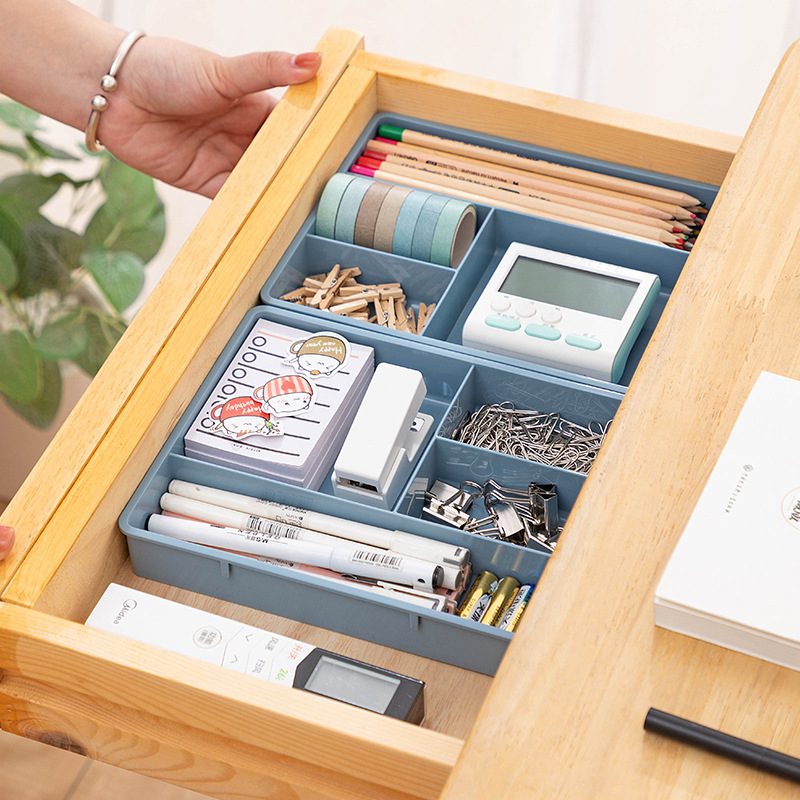 Simple superimposed grid box desktop stationery finishing box drawer classification storage box OOK desktop storage box