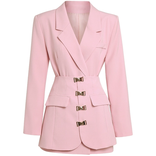 AUI Розовый пиджак классического кроя, юбка, осенний комплект, премиум класс