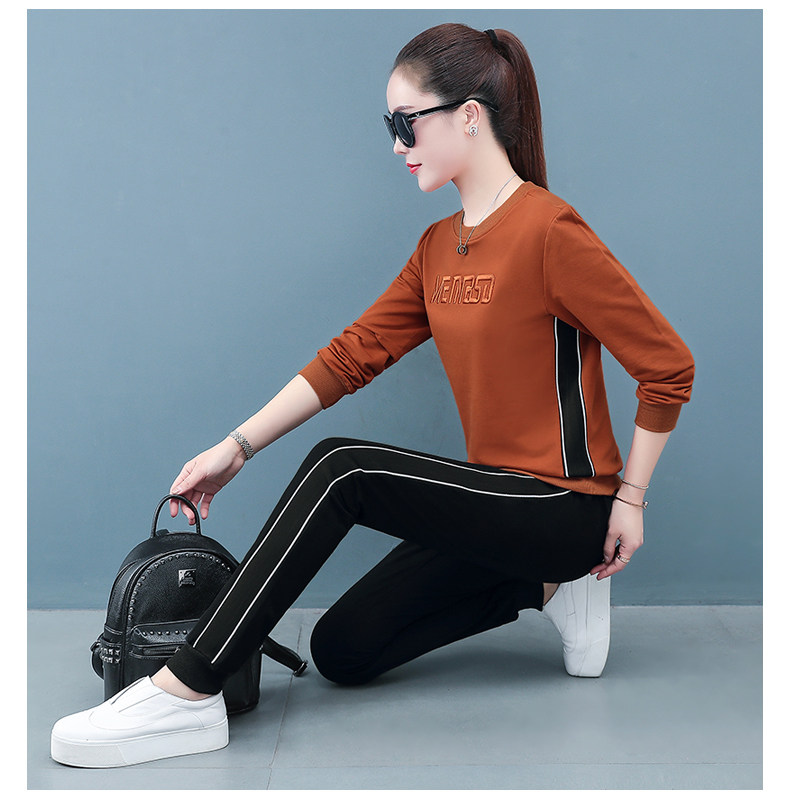 Лонгслив для отдыха, хлопковый весенний спортивный костюм, осенний комплект, коллекция 2021, оверсайз для девушки 