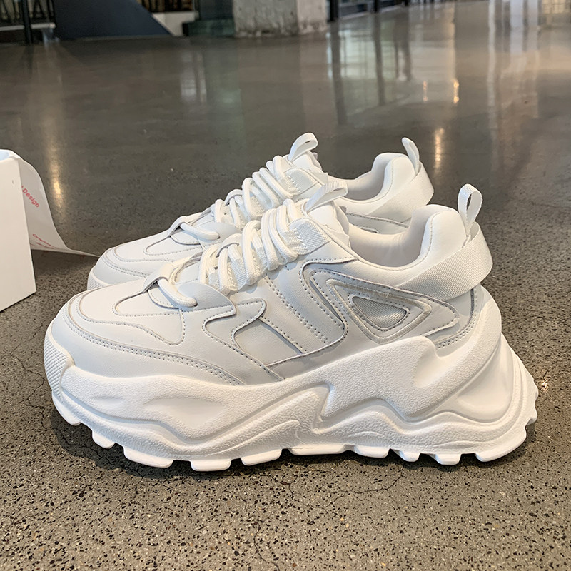 Givenivan Delicate Good Shoes ~ Autumn Winter Real Leather Old Daddy Shoes Women Plus Suede Thick Bottom Heightening Small White Shoes Sneakers