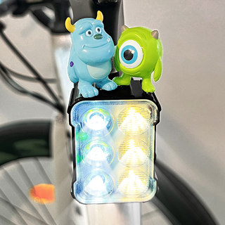自行车灯前灯夜骑行强光可爱卡通高颜值公路山地单车警示闪光尾灯