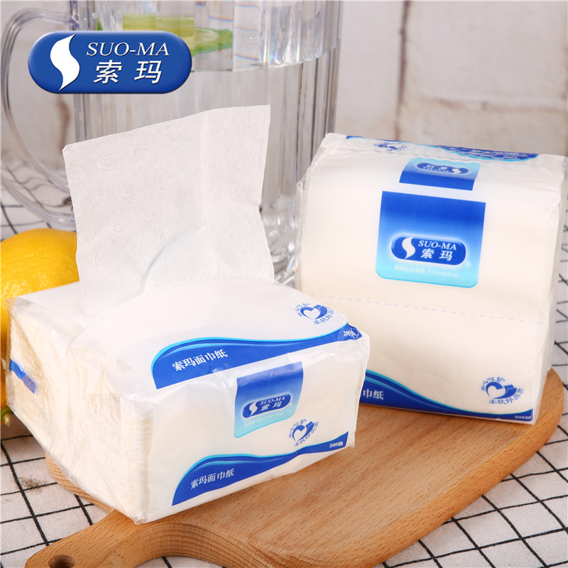 Suoma Single-Layer Tissue Paper Napkins for Home, Hotel, and Catering, 200 Sheets * 100 Packs, Whole Box Purchase