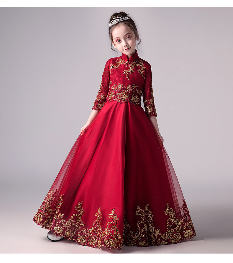 Trẻ em ăn mặc công chúa váy cô gái fluffy hoa cô gái piano trang phục nhỏ chủ nhà buổi tối catwalk mùa thu và mùa đông váy trẻ em