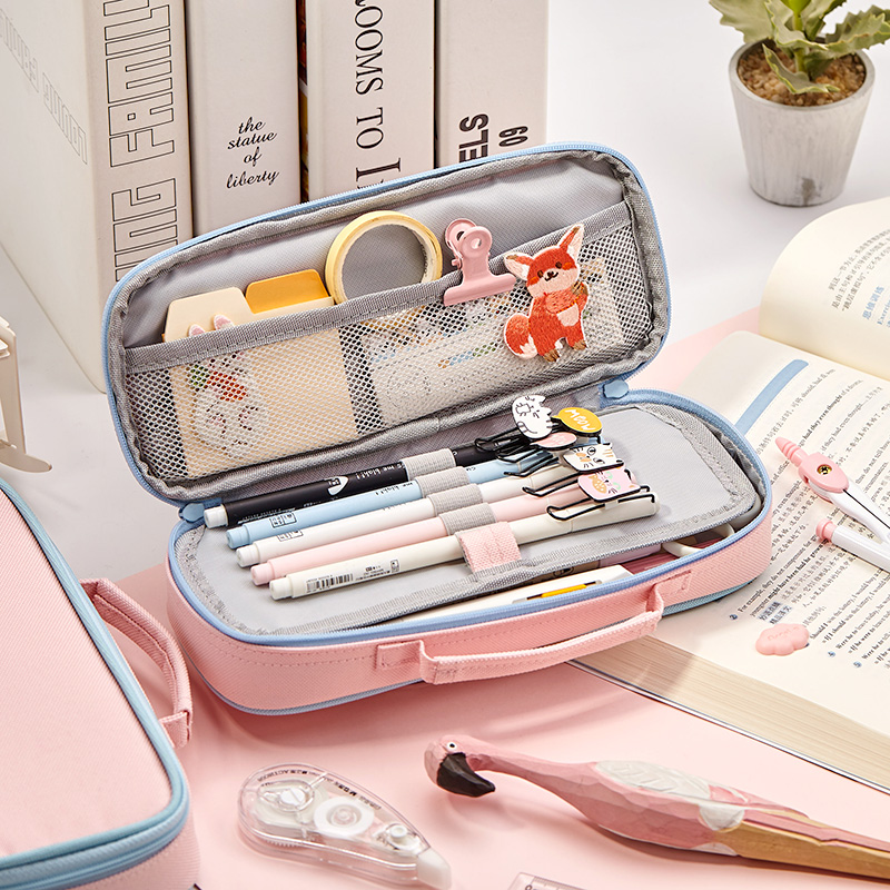 Han Edition Double Layer Large Capacity Pen Bag Women's Day Department Brief Joins Tide Pencil Case Elementary School Students Elementary School Children Kindergarten Girls Hearts Cute Lead Pencil Case Men High Face Value Girl Net Red Multifunction