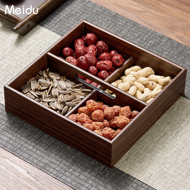Dried Fruit Storage Box, Fruit Tray, Refreshment Tray, Household Living Room Divided Snack Candy Box, Chinese-Style Festive Nut Tray