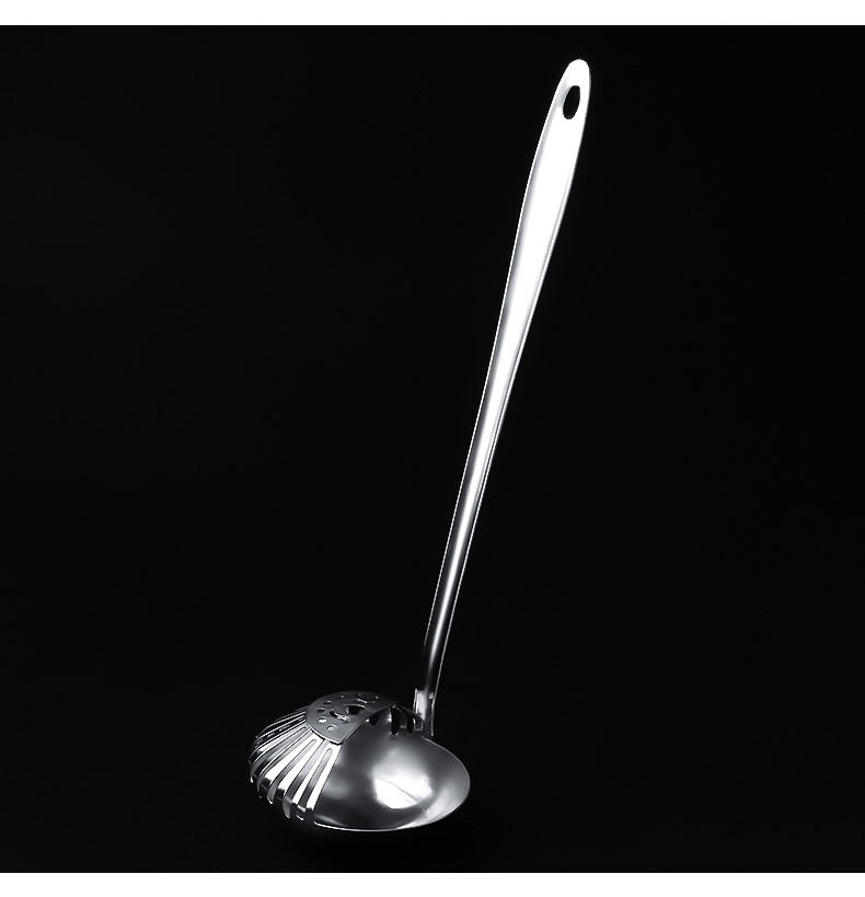 Lẩu inox dùng muỗng canh hai lớp vỏ gia dụng dài tay cầm rò rỉ muỗng dụng cụ nhà bếp cháo thìa lớn cháo thìa - Phòng bếp chảo sâu lòng