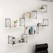 Wrought iron wall rack childrens toy storage rack one-word partition Nordic simple TV background wall small bookshelf