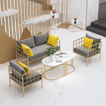 Nordic cloth sofa wrought iron table and chair modern simple clothing store small sofa leisure guest office coffee table combination