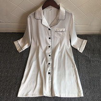White shirt sexy pajamas women Ice Silk thin nightdress Women summer cardigan shirt style Korean version 2020 New
