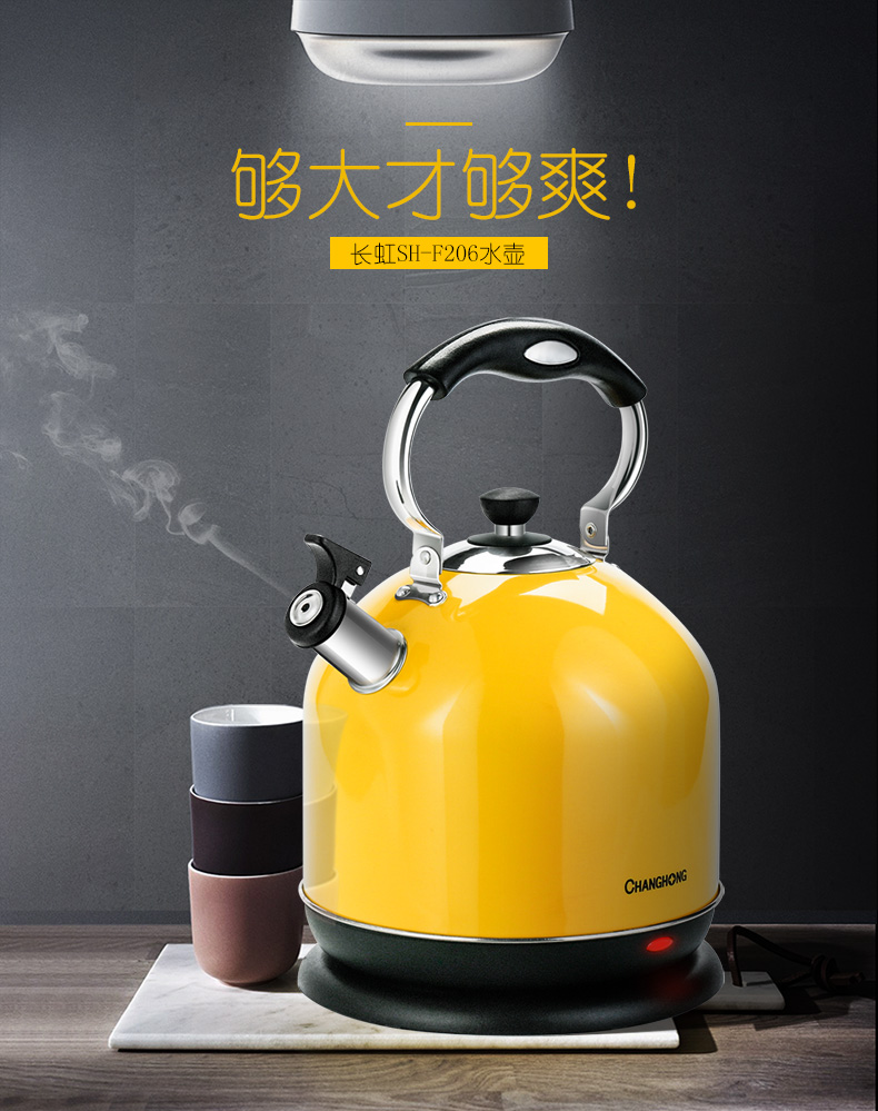 Ấm đun nước điện bằng thép không gỉ Changhong 304 Ấm đun nước gia dụng 5L dung tích lớn tự động tắt ấm đun nước điện - ấm đun nước điện binh dun sieu toc