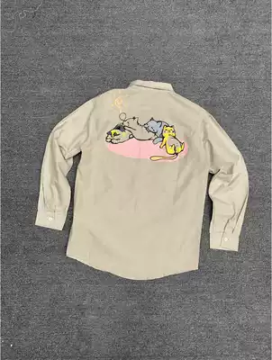 Foreign trade tail new Japanese style cat print long sleeve shirt men and women couple casual coat