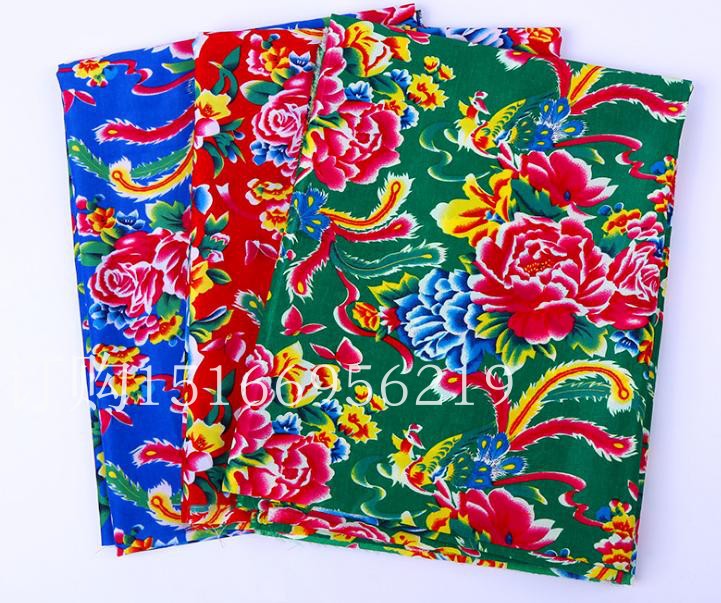 Northeast big flower cloth national clothing Phoenix Peony Hotel decorative cloth tablecloth curtain curtain cushion spot