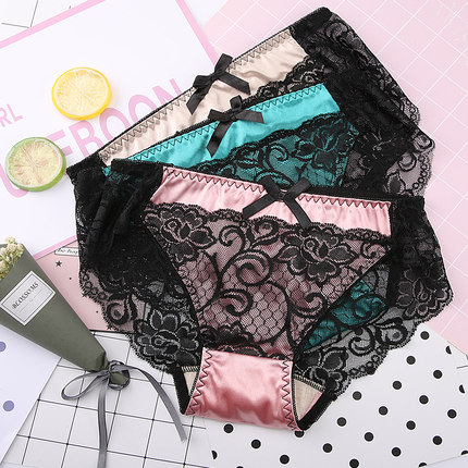 4条装 性感无痕内裤女蕾丝少女中腰大码包臀三角裤 纯棉裆-tmall.com天猫 4条装 性感无痕内裤女蕾丝少女中腰大码包臀三角裤 纯棉裆-tmall.com天猫