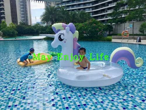Розовая водная пони для двоих, надувной плавательный круг, единорог