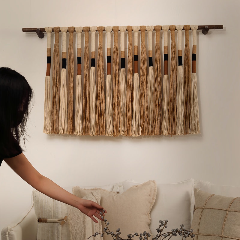 Bohemian Design Ethnic Style Hand-Woven Cotton Rope Tassel Tapestry Living Room Wall Decoration Home Wall Hanging Bohemian Design Ethnic Style Hand-Woven Cotton Rope Tassel Tapestry Living Room Wall Decoration Home Wall Hanging