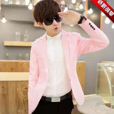 Trendy men's slim Korean youth pink suit Youth spring Japanese casual small suit men's jacket