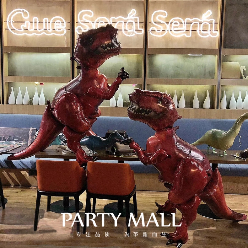 Tyrannosaurus dinosaur large aluminum foil balloon Jurassic boy birthday party venue arranged pet walking balloon