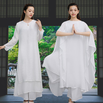 Zen suit Chinese Wind Zen Fairy Guqin Guqin Guzheng Flop Long Skirt Chinese Womens Dress Tea Suit Womens Summer Mortals