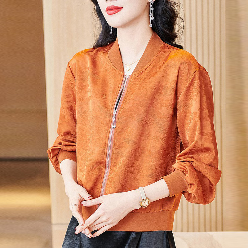 Yakeqi Spring/Summer Silk Short Jacket 2026 New Genuine Brand Women's Fashion Mulberry Silk Baseball Jacket