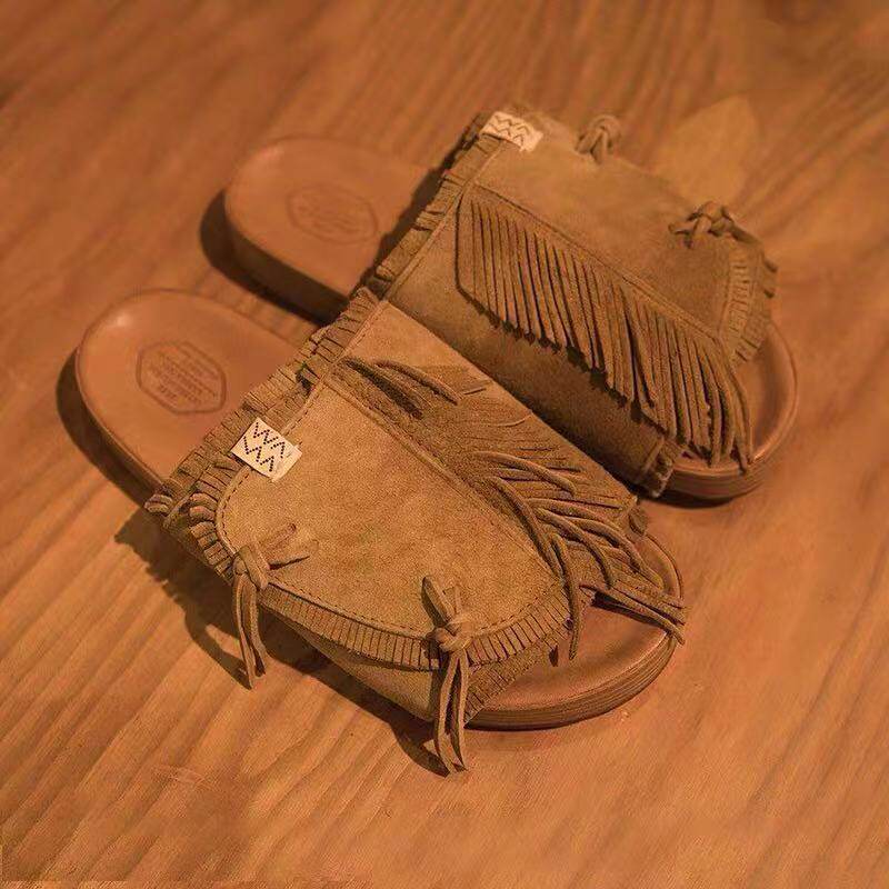 visvim Uncle GUi CHRISTO夏季流苏真皮潮鞋拖鞋情侣款！神仙颜值+舒适脚感，出街回头率爆表🔥-其他拖鞋-淘宝好物网