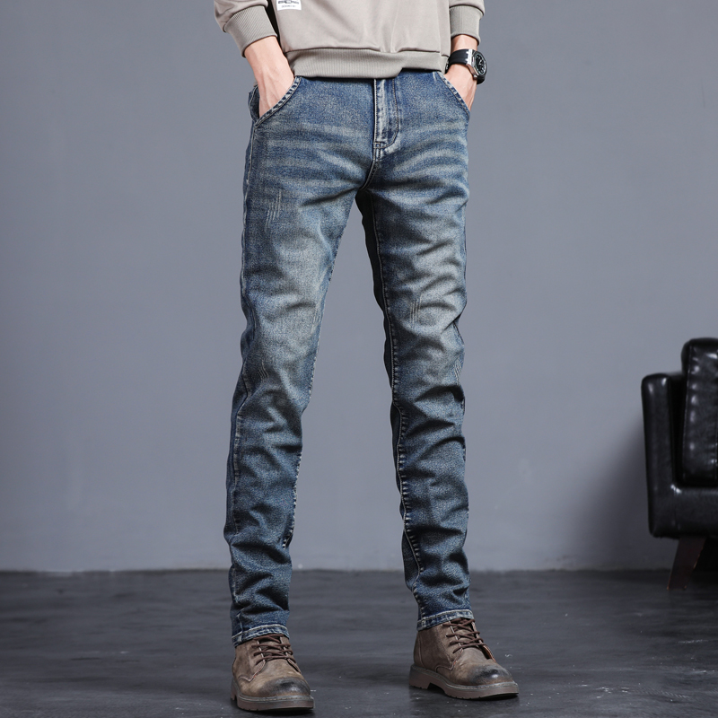 2022 new jeans Men's spring Summer slim fit elastic loose straight drum body Body Casual Boomer pants Long pants Spring and autumn