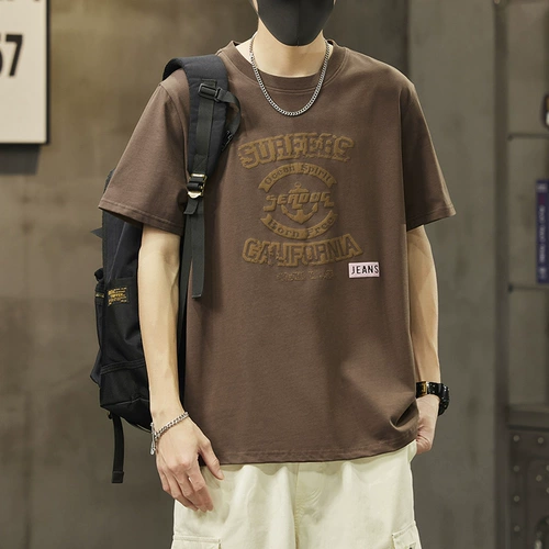 Тонкая хлопковая футболка с коротким рукавом с круглым воротником для отдыха, оверсайз