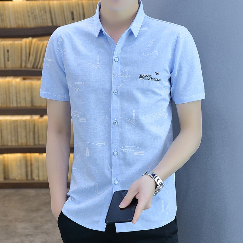 Summer Shirt Man Short Sleeve Workwear Business Short Sleeve Work Clothes Positive Dress Korean Version Casual Grey Shirt Men's Slim Fit