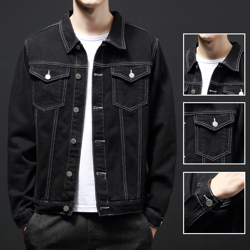 Men's Denim Jacket 2026 Summer Trendy Brand Ins Loose Casual Workwear High Street Wear-Resistant Black Jacket Top