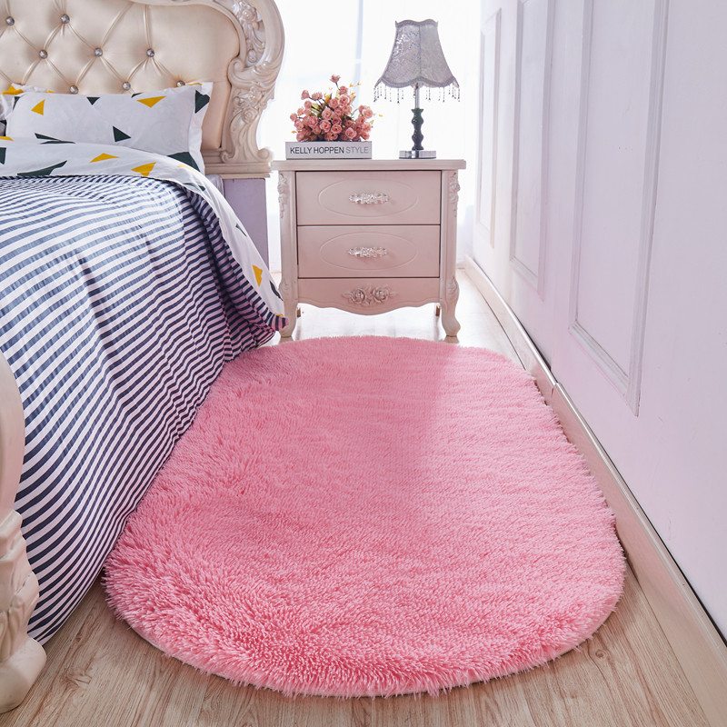 Oval Bedroom Bedside Carpet Living Room Small Mat Girl room Princess Pink Pink Cute Wedding Blanket Ground Mat