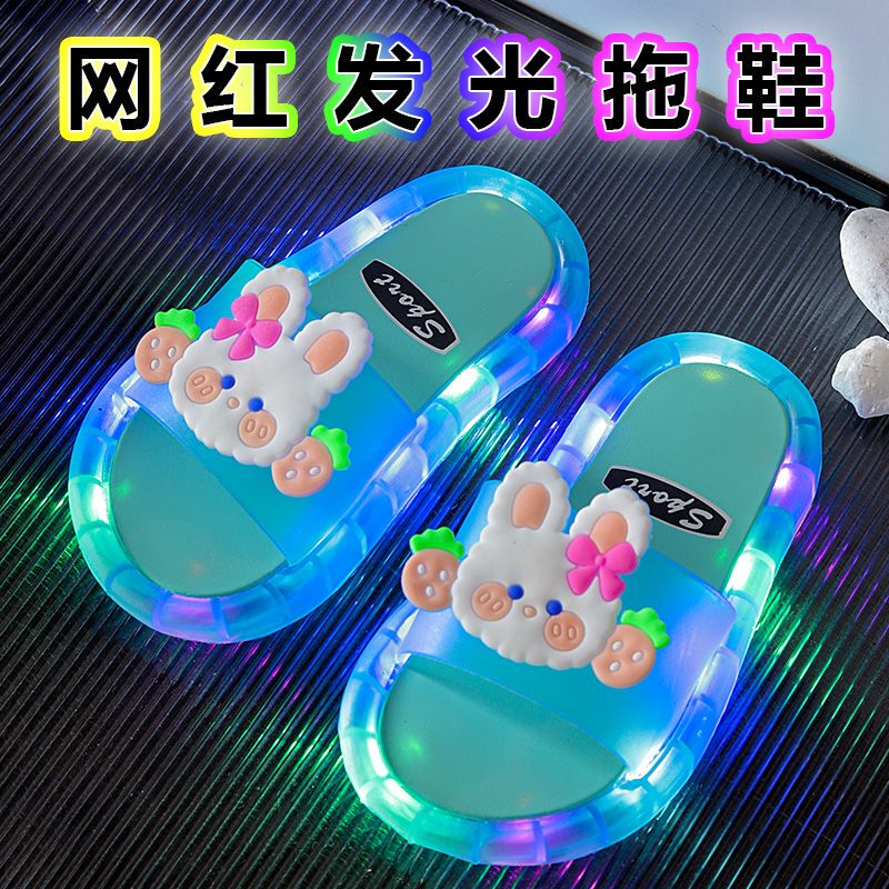 Summer Trendy Children's Slippers with Lights, Cute Cartoon Lightweight Indoor Non-Slip Flat Slippers for Boys and Girls