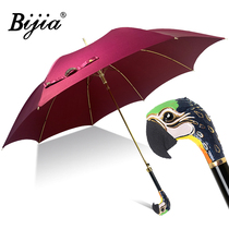 Bijia parrot parasol enamel painted animal head straight umbrella business wine red umbrella anti UltraViolet women