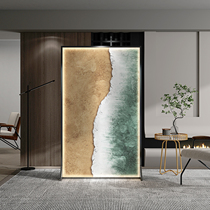 French oil painting screen partition living room modern minimalist mobile blocking office entrance solid wood door seat screen swing