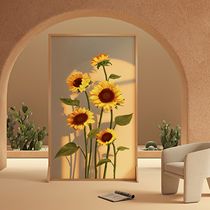 Screen partition living room mobile minimalist European-style porch entry office block entry door solid wood sunflower seat screen