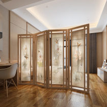  Screen partition living room folding mobile modern simple occlusion home bedroom entrance Chinese style entrance door solid wood folding screen