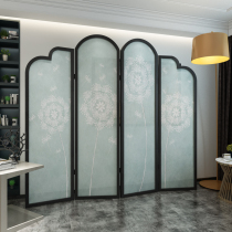  New Chinese style partition solid wood screen Modern occlusion Bedroom living room custom entrance office folding mobile folding screen